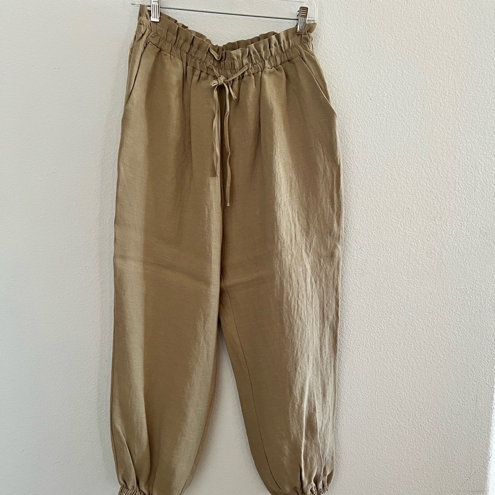 Zara linnen blend Khaki Track Pants